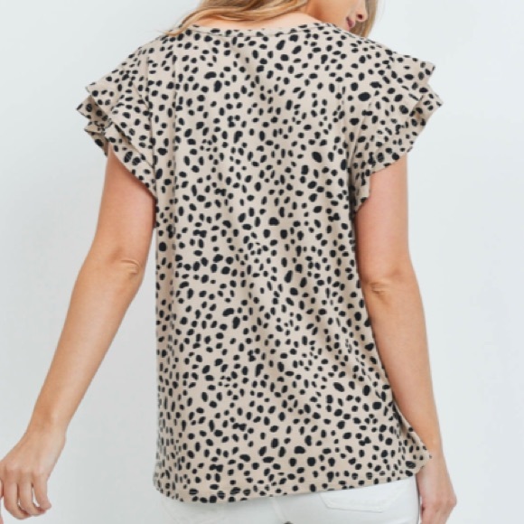 Animal Print Ruffled Sleeve Top - Picture 9 of 10